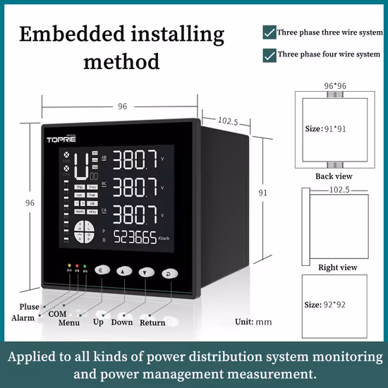 DTZY876 STS Prepayment Three Phase Four Wire Keypad Electronic Split Smart Energy Meter